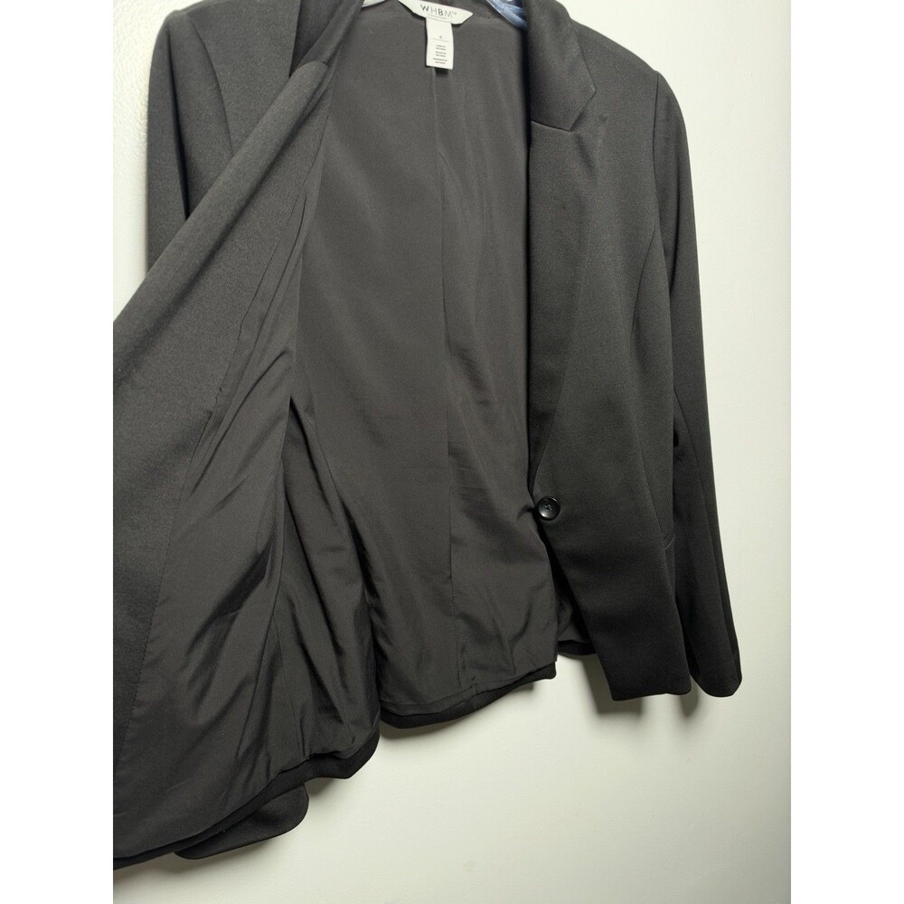 WHBM Women’s 6 Black Blazer Single Breasted One Button Notch Lapel Lined Stretch - Picture 4 of 9